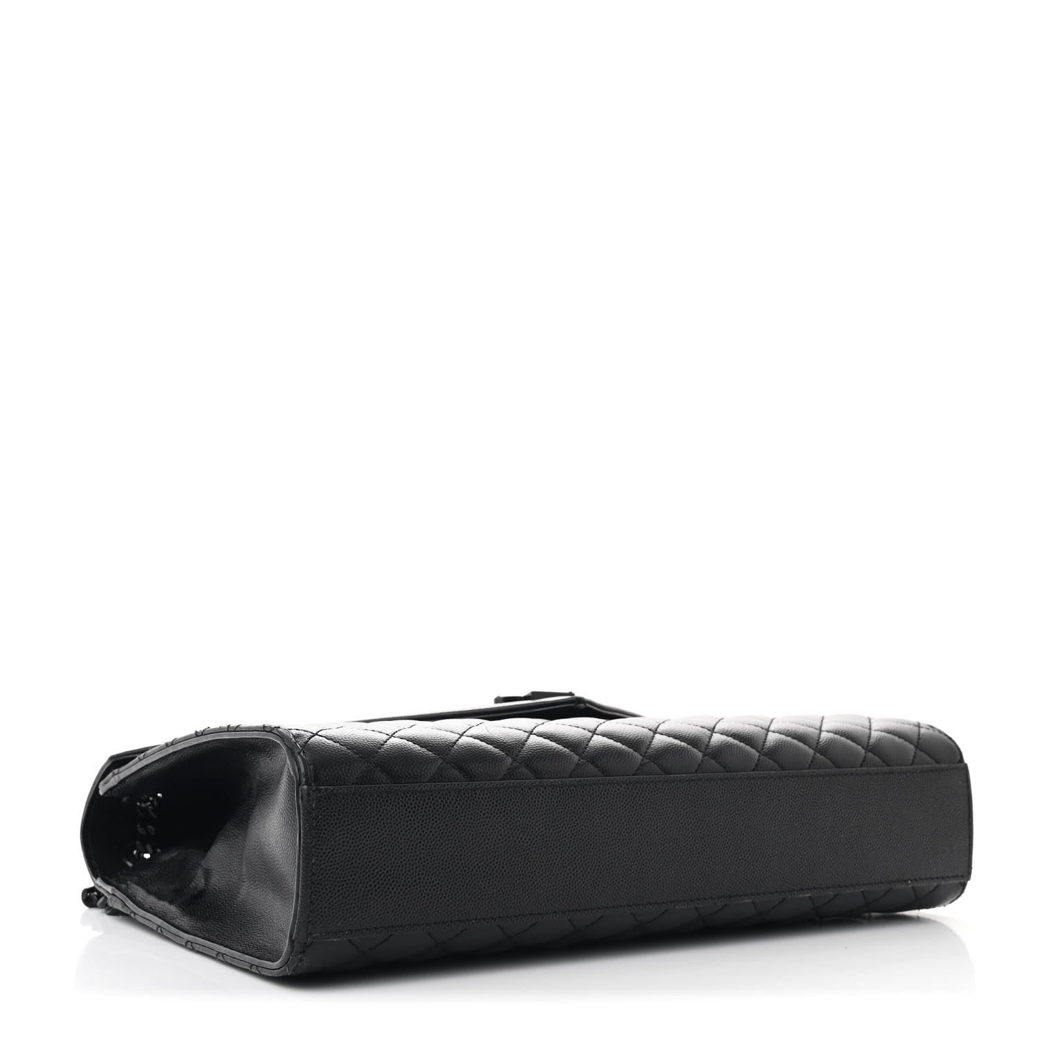 Saint Laurent Grain De Poudre Textured Mixed Matelasse Large Triquilt Monogram Monochrome Satchel Black 4 of 11