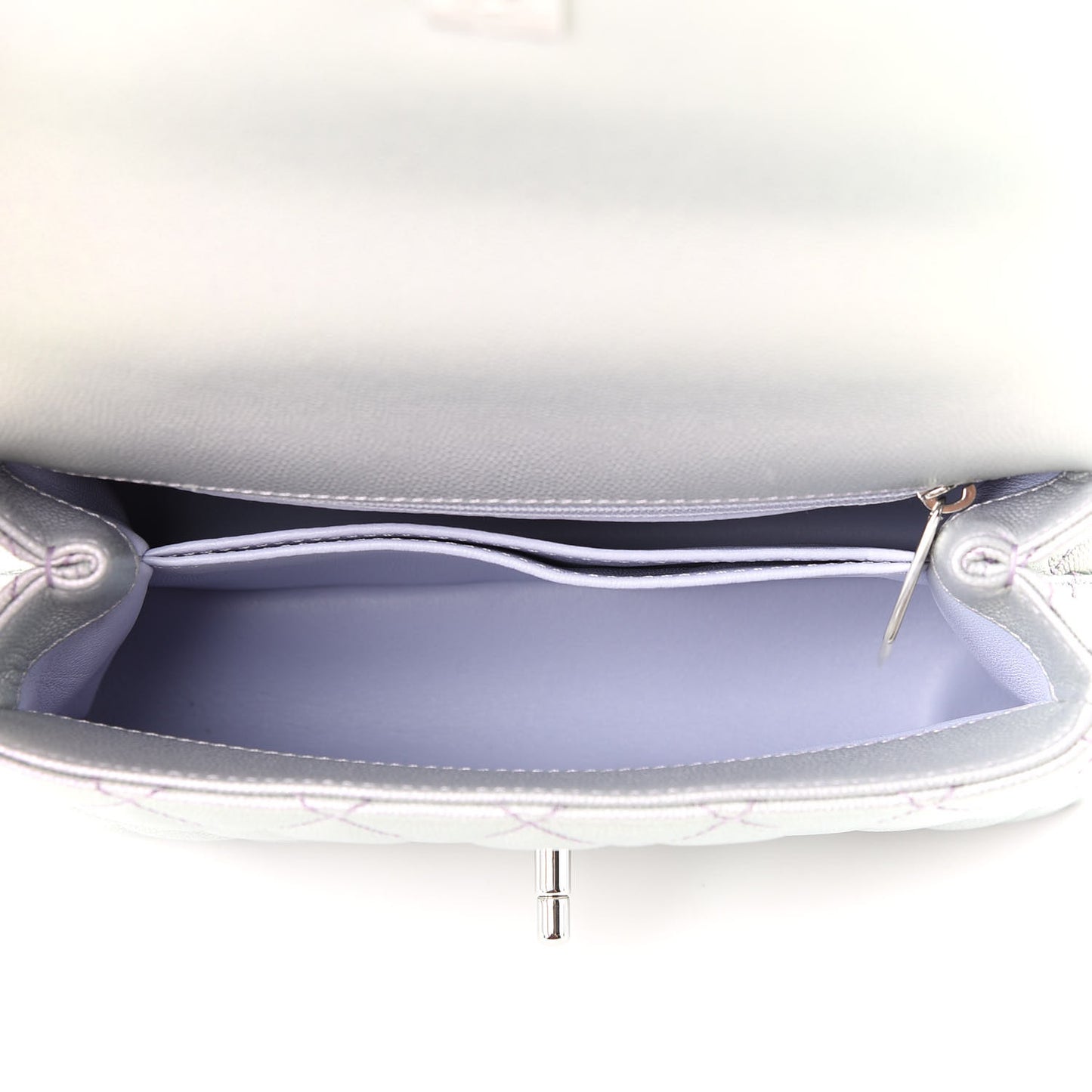 Iridescent Caviar Quilted Mini Coco Handle Flap Purple