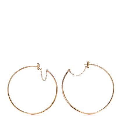 Cartier 18K Pink Yellow White Gold Large Trinity Hoop Earrings 3 of 4