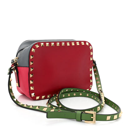 Valentino Garavani Vitello Colorblock Rockstud Camera Crossbody Bag Deep Rose Clover 2 of 12