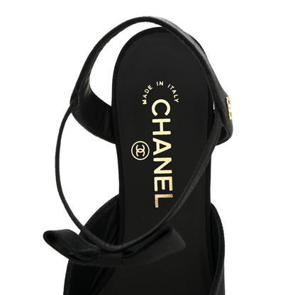 Chanel Satin Slingback Cap Toe Bow Flats 39.5 Black 7 of 10