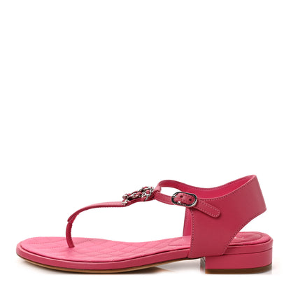 Chanel Lambskin CC Logo Thong Flat Sandals 36 Pink 1 of 9