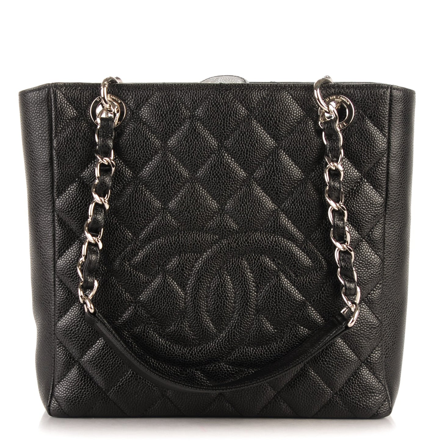 Caviar Quilted Petit Shopping Tote PST Black