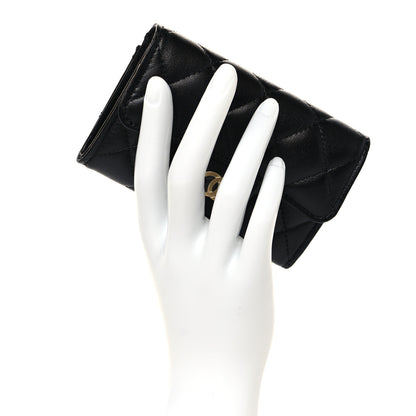 Chanel Lambskin Quilted Flap Card Holder Wallet Black 2 of 9