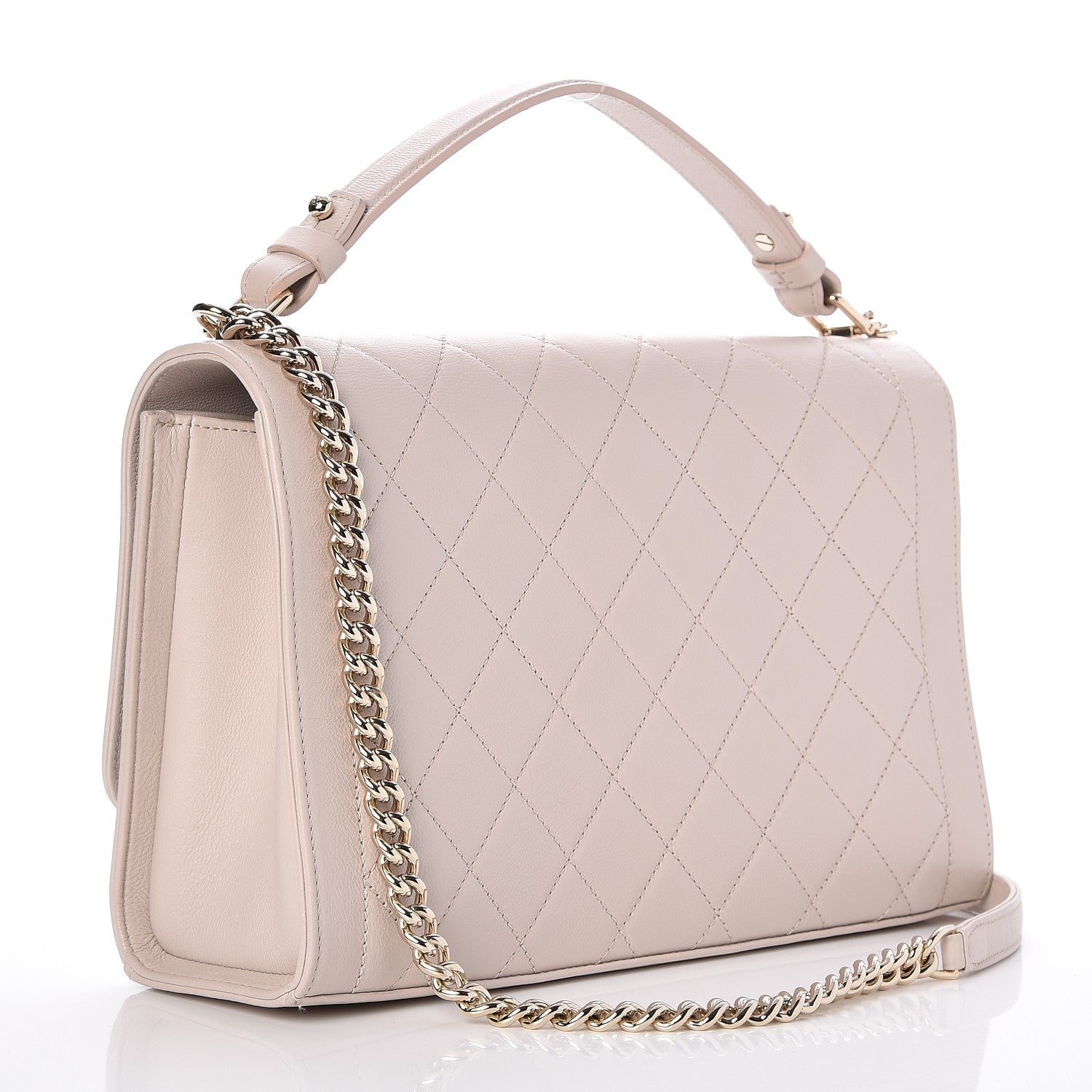 Chanel Grained Calfskin Quilted Large Label Click Flap Bag Light Beige 3 of 8