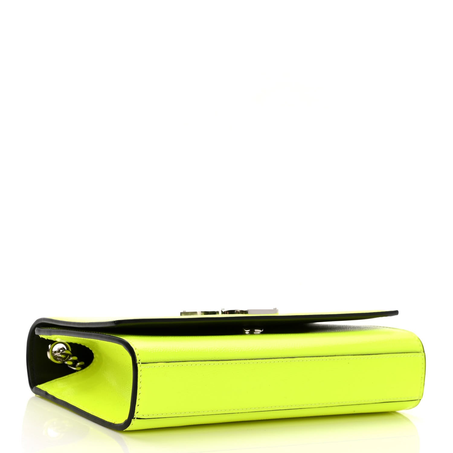 Saint Laurent Patent Grain de Poudre Small Monogram Kate Satchel Neon Yellow 4 of 10