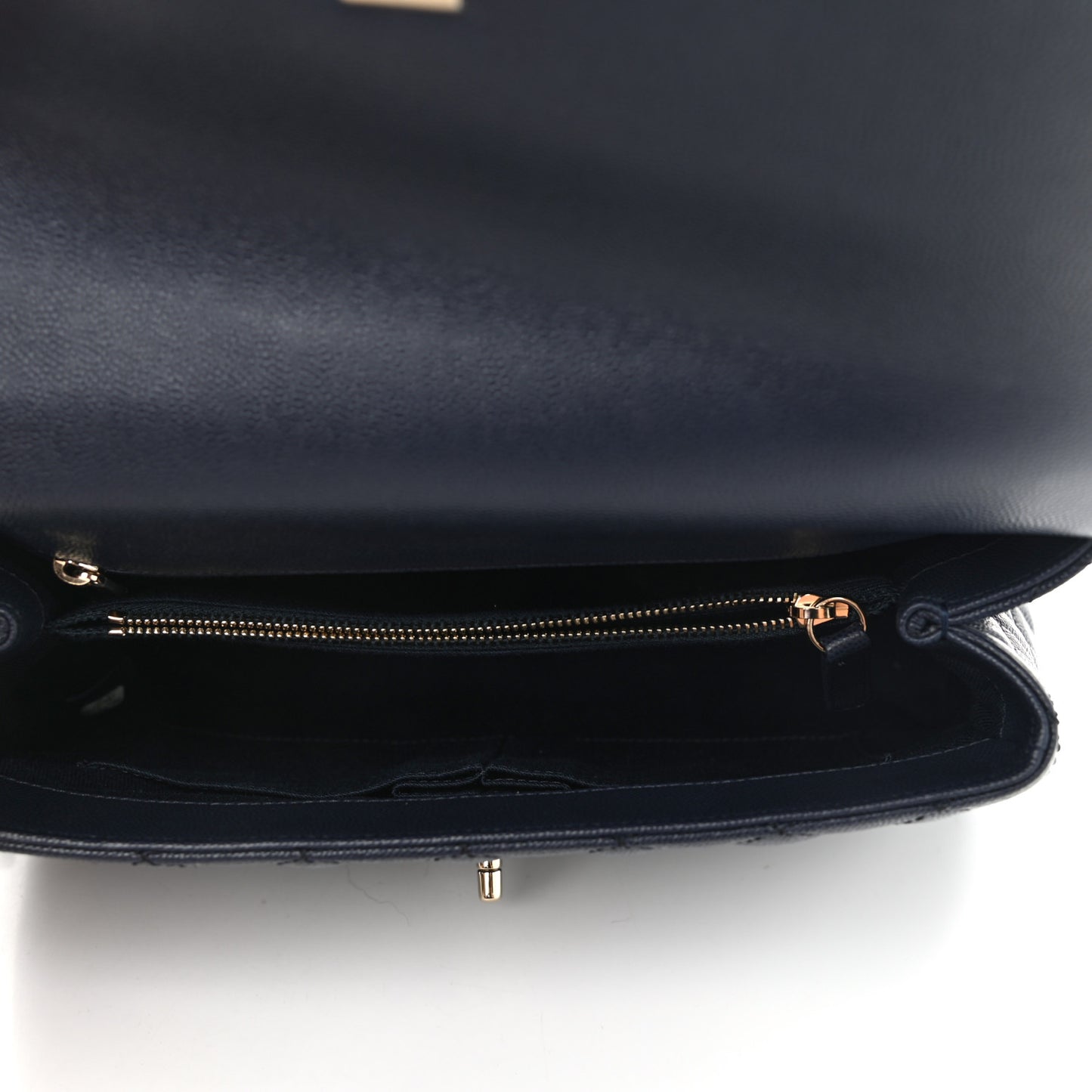 Caviar Quilted Small Coco Handle Flap Navy