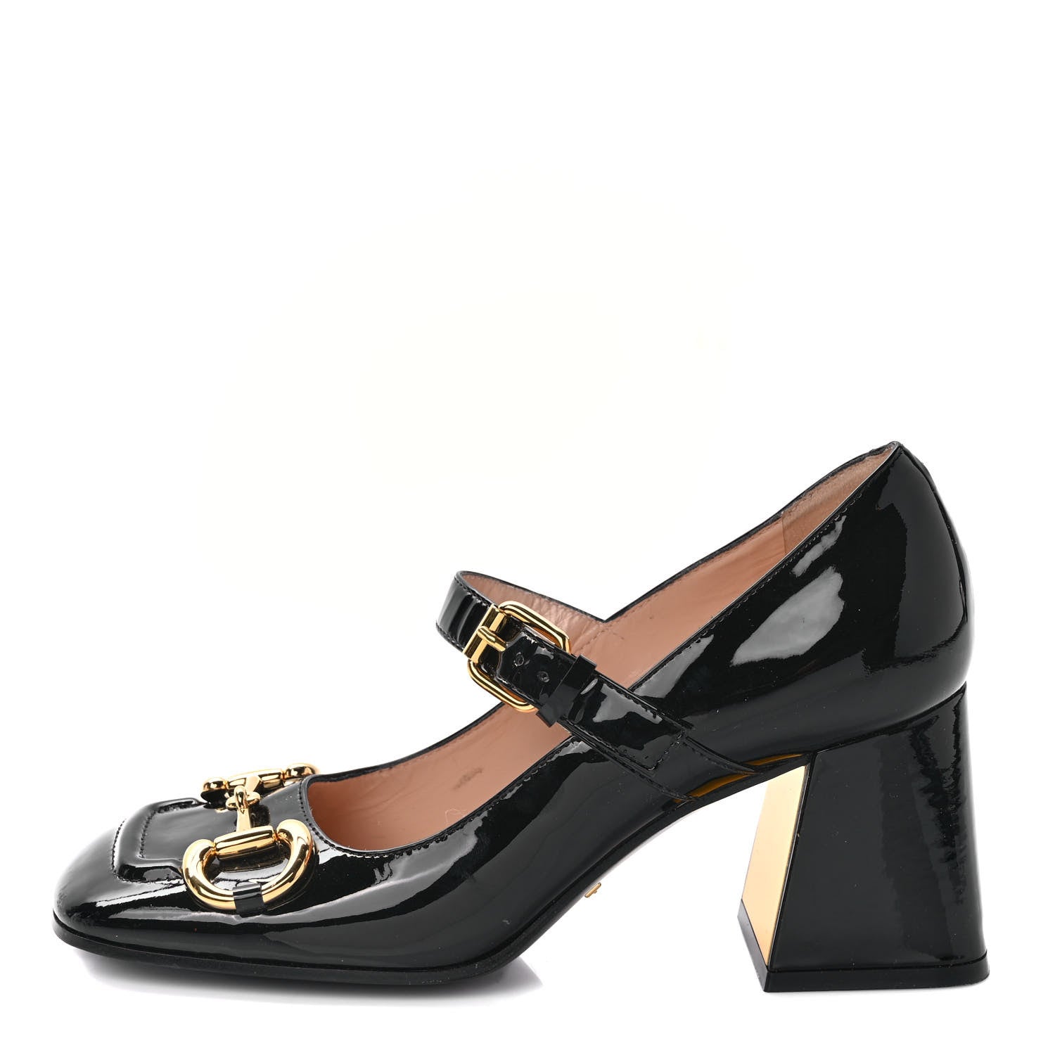 Gucci Patent Womens Horsebit Mid-Heel Mary Jane Pumps 37 Black 1 of 9