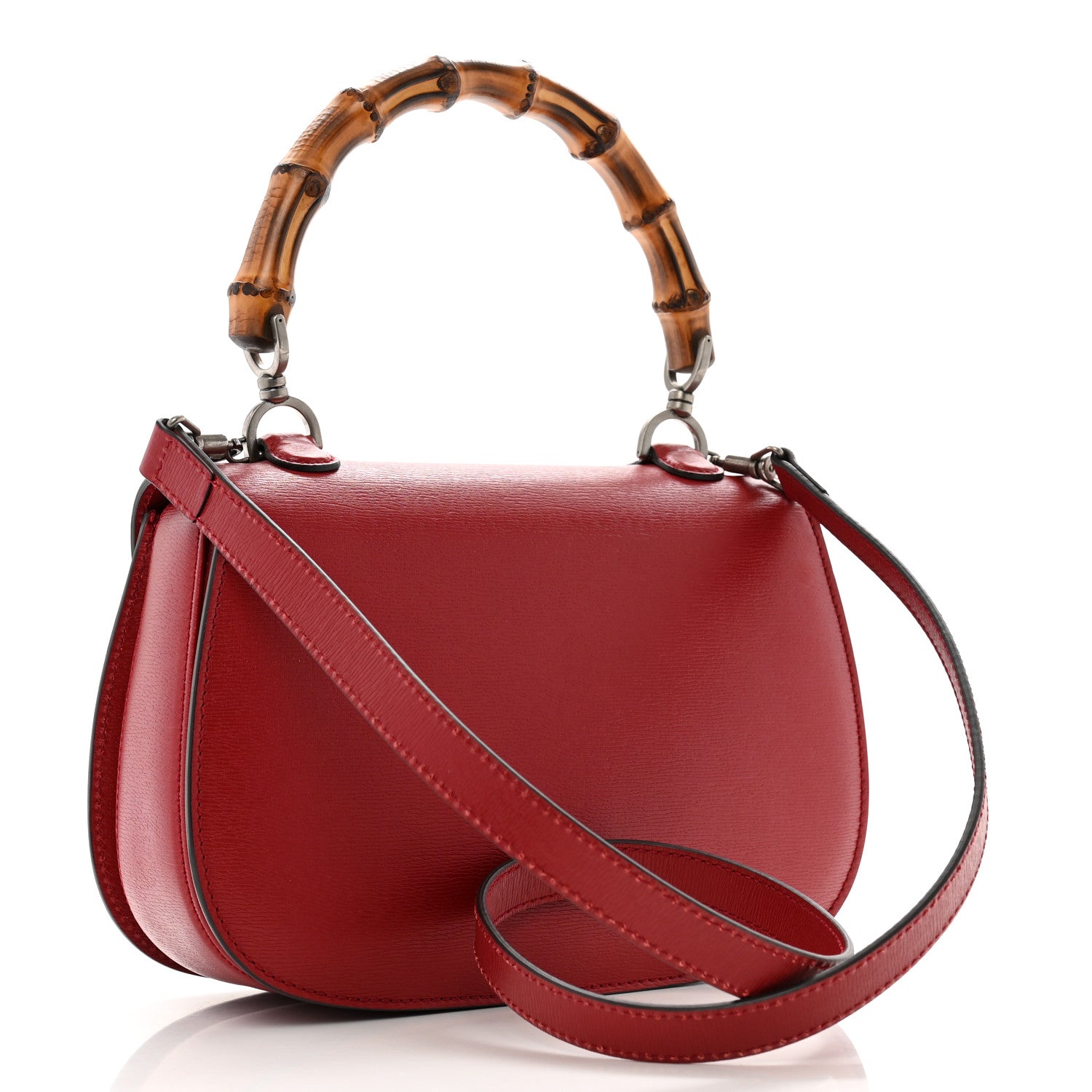 Gucci Shangai Calfskin Small Classic Bamboo Top Handle Bag Romantic Cerise 3 of 11