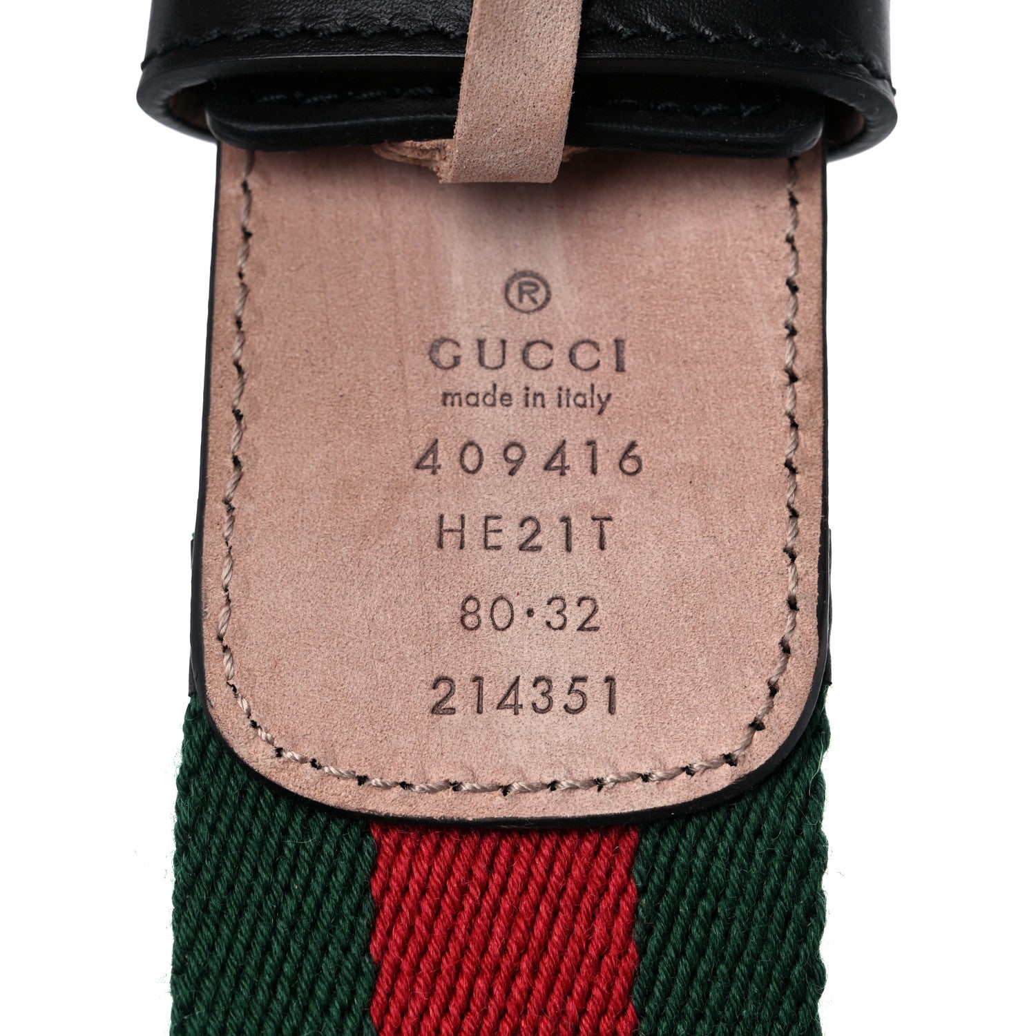 Gucci Nylon Calfskin Double G Web 40mm Belt 80 32 Green Red Black 3 of 5