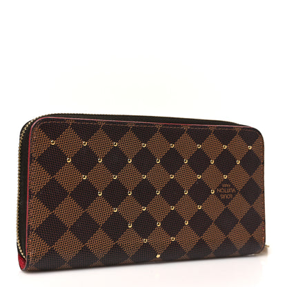 Louis Vuitton Damier Ebene Studded Zippy Wallet Cherry 3 of 8
