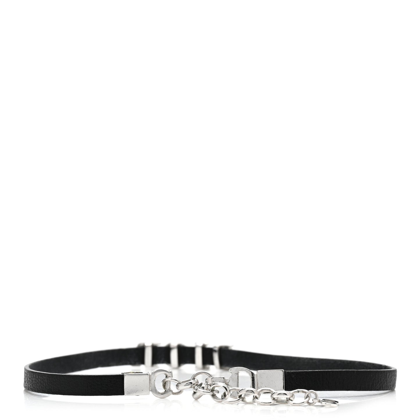 Lambskin Dior Logo Choker Necklace Black