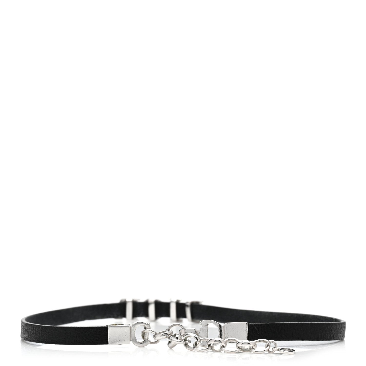 Christian Dior Lambskin Dior Logo Choker Necklace Black 3 of 5
