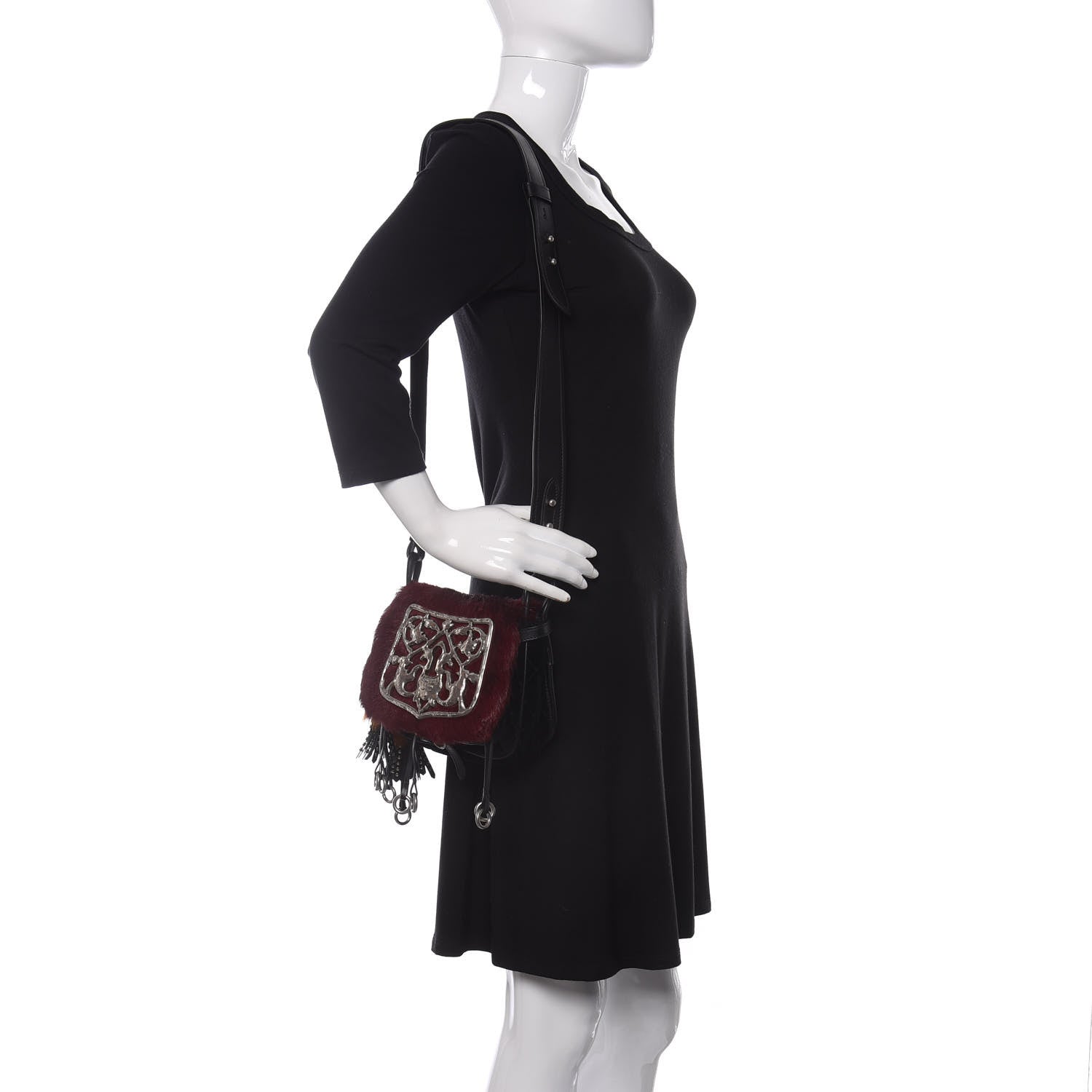 Prada Cavallino Velluto Corsaire Antic Crossbody Bag Granato Black 2 of 10