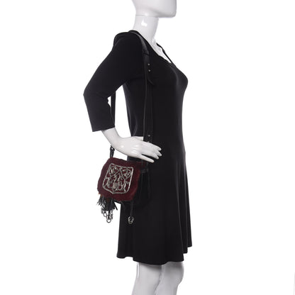 Prada Cavallino Velluto Corsaire Antic Crossbody Bag Granato Black 2 of 10