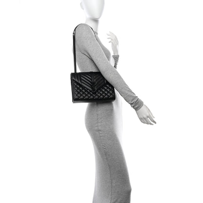 Saint Laurent Grain De Poudre Textured Mixed Matelasse Triquilt Medium Monogram Monochrome Satchel Black 2 of 14