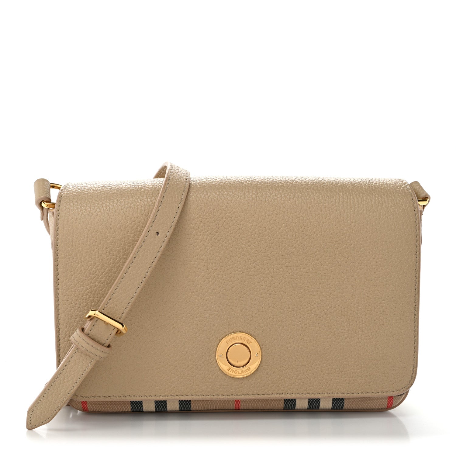 Burberry Grainy Calfskin Vintage Check Hampshire Crossbody Beige 1 of 10