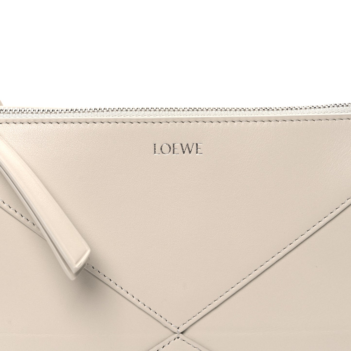 Shiny Calfskin Puzzle Fold Pouch Sea Salt