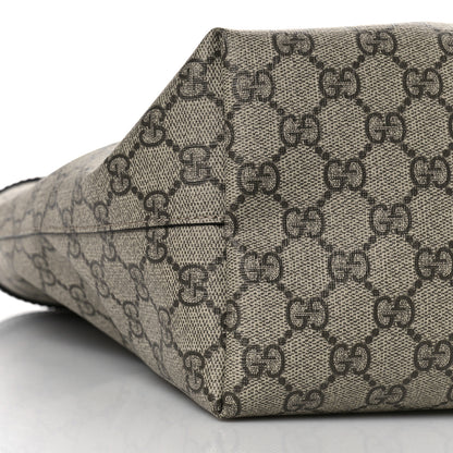 Gucci GG Supreme Monogram Textured Calfskin Web Medium Ophidia Shopping Tote Beige Ebony New Acero 7 of 9