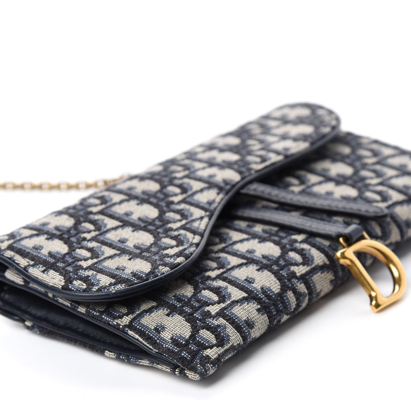 Oblique Saddle Chain Long Wallet Blue