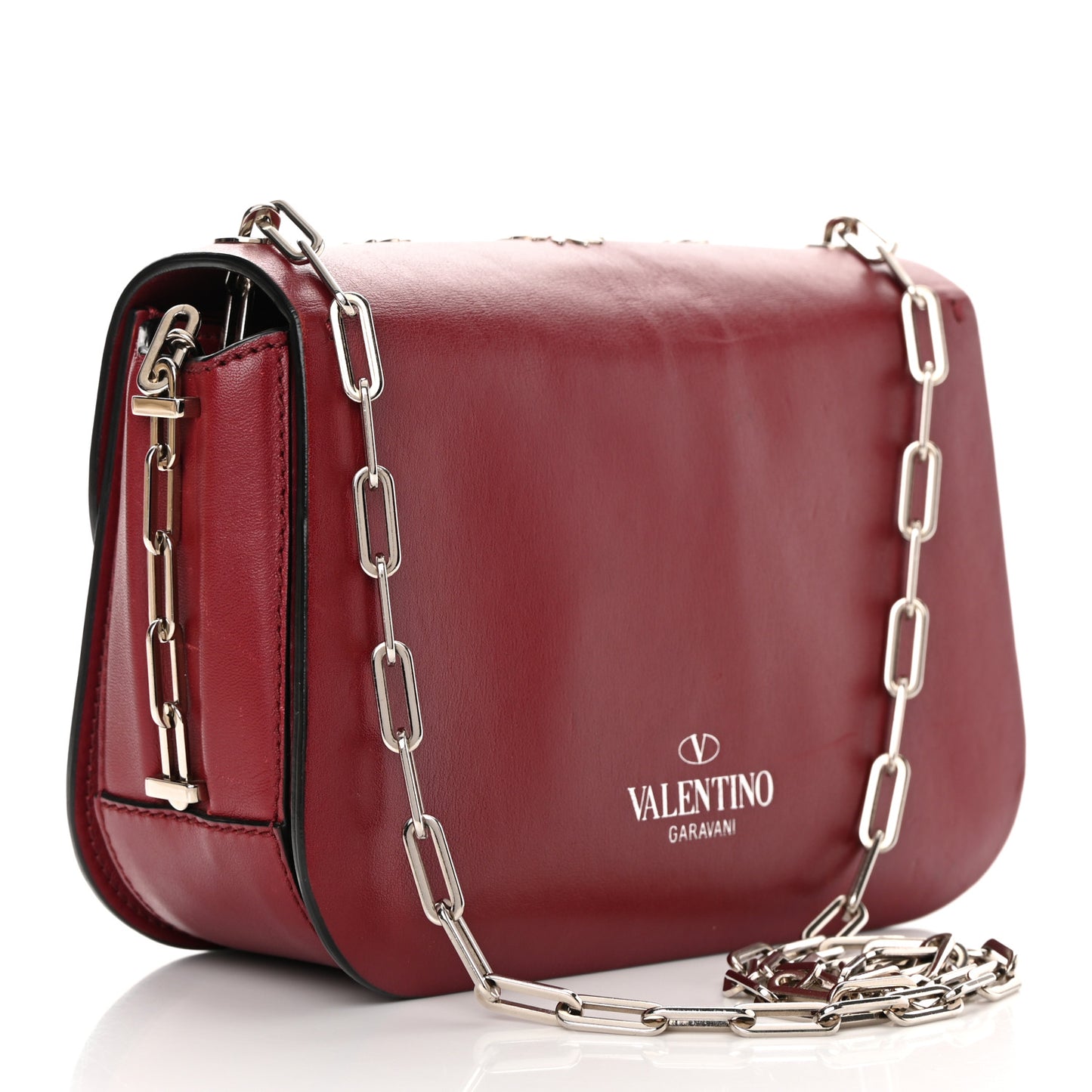 Vitello Loveblade Embellished Chain Flap Bag Rubino