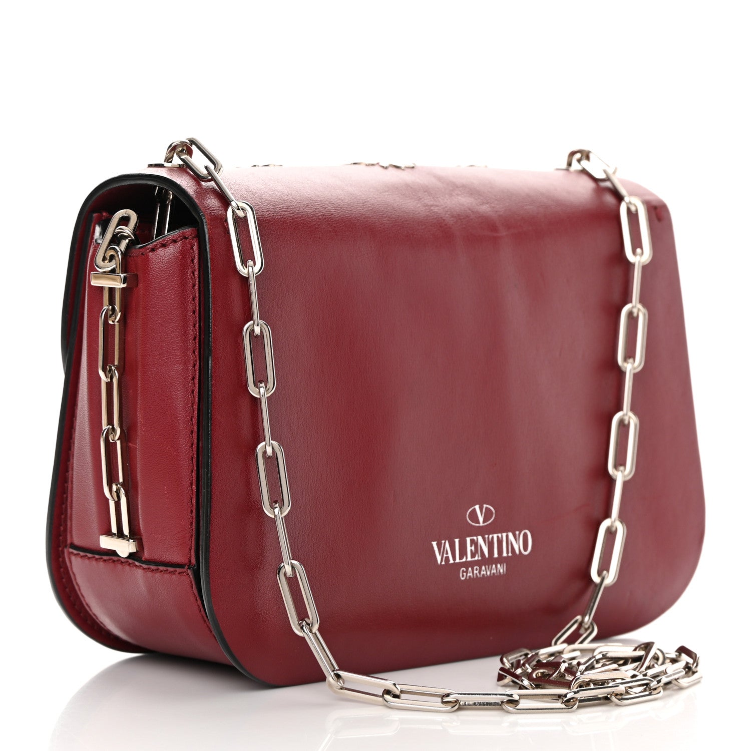 Valentino Garavani Vitello Loveblade Embellished Chain Flap Bag Rubino 2 of 16
