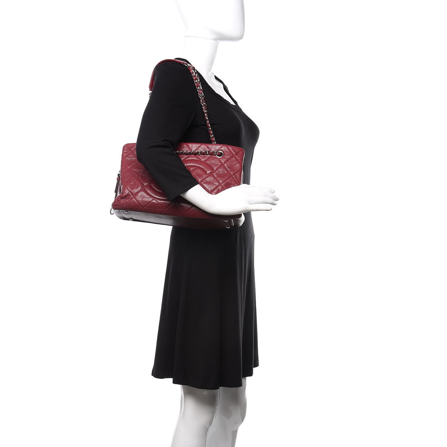 Caviar Quilted Timeless CC Tote Dark Red