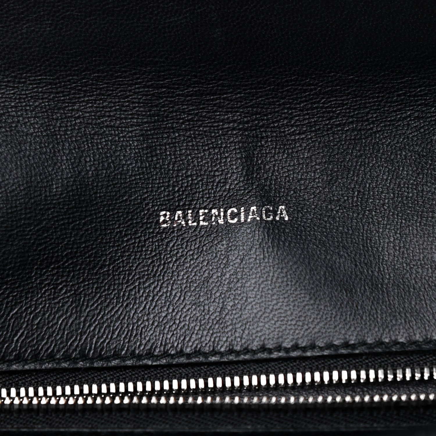 Balenciaga Pebbled Calfskin Logo Everyday Flap Chain Wallet Black 6 of 8