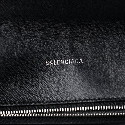 Balenciaga Pebbled Calfskin Logo Everyday Flap Chain Wallet Black 6 of 8