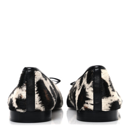 Chanel Pony Hair Cap Toe CC Ballerina Flats 37.5 White Brown Black 6 of 11