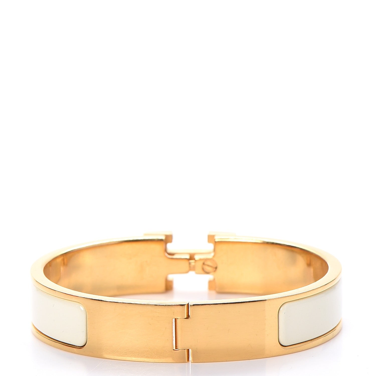 Hermes Enamel Narrow Clic Clac H Bracelet PM Craie 3 of 5