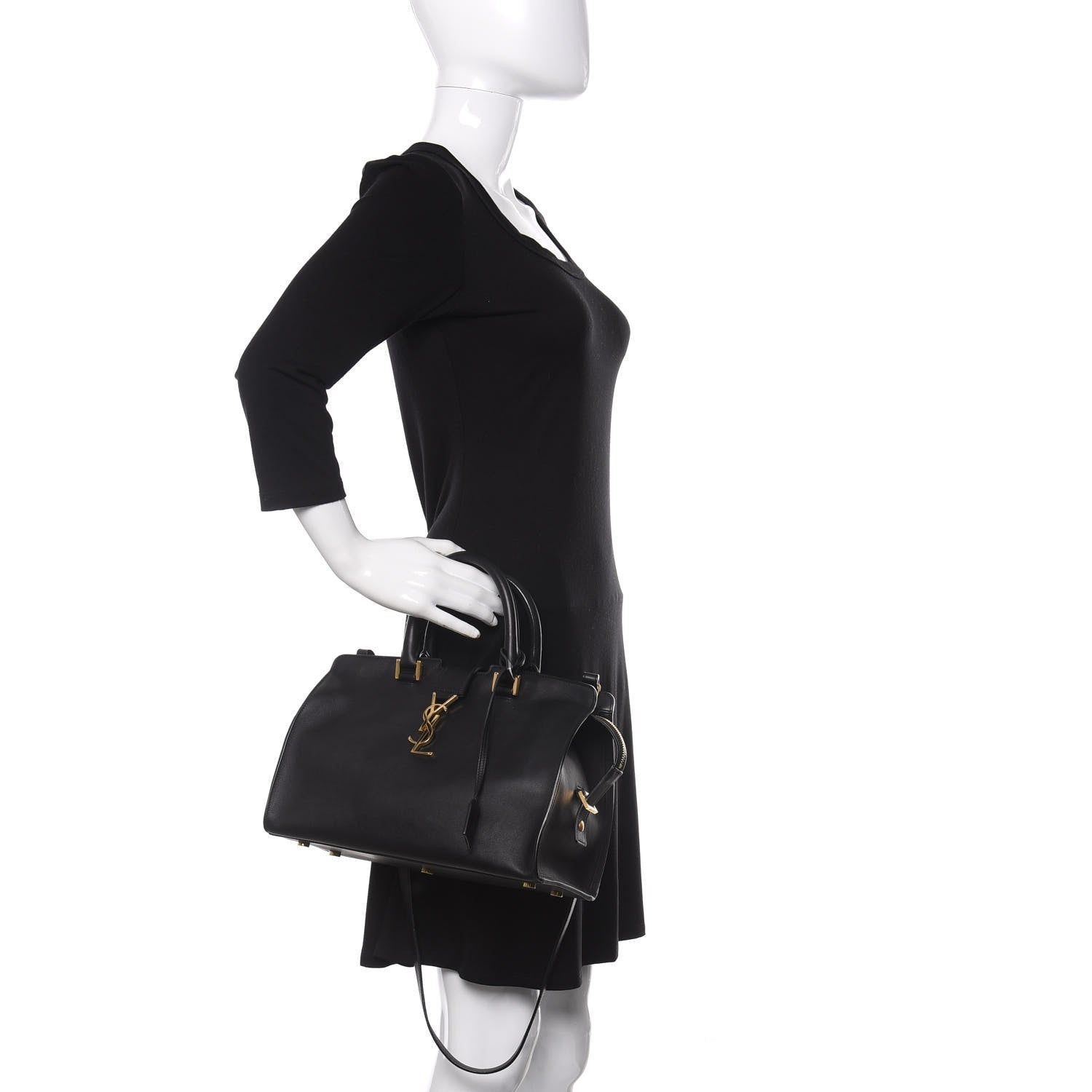 Saint Laurent Smooth Calfskin Small Monogram Cabas Black 3 of 10