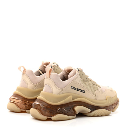 Balenciaga Fabric Mesh Clear Sole Womens Triple S Sneakers 37 Beige 4 of 10