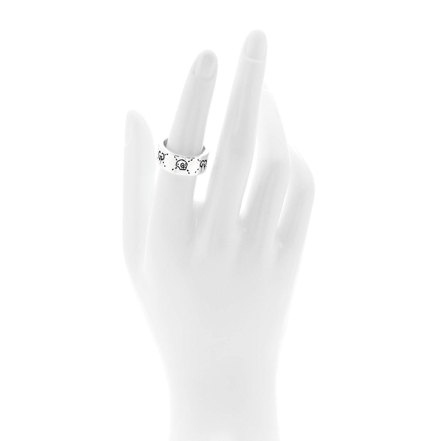 Gucci Sterling Silver GucciGhost Hamlet Skull Band Ring 53 6.5 2 of 7