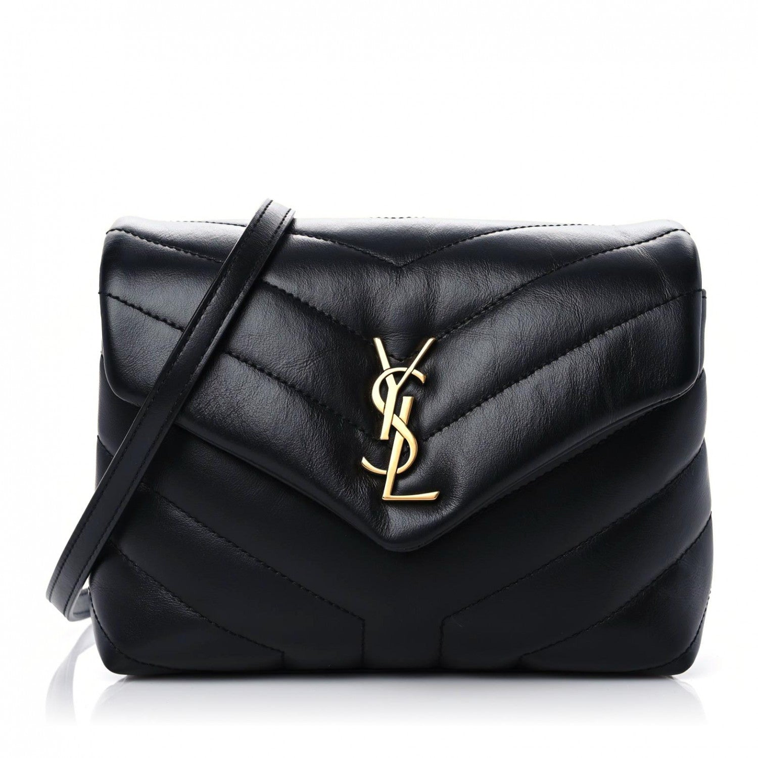 Saint Laurent Calfskin Y Quilted Monogram Toy Loulou Crossbody Bag Black 1 of 9