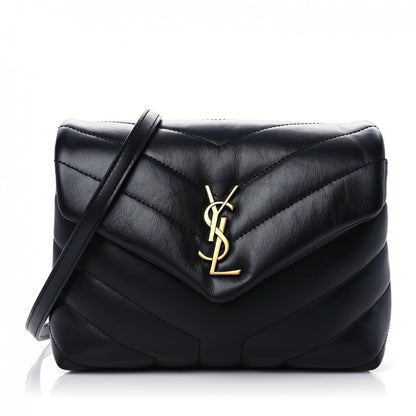 Saint Laurent Calfskin Y Quilted Monogram Toy Loulou Crossbody Bag Black 1 of 9
