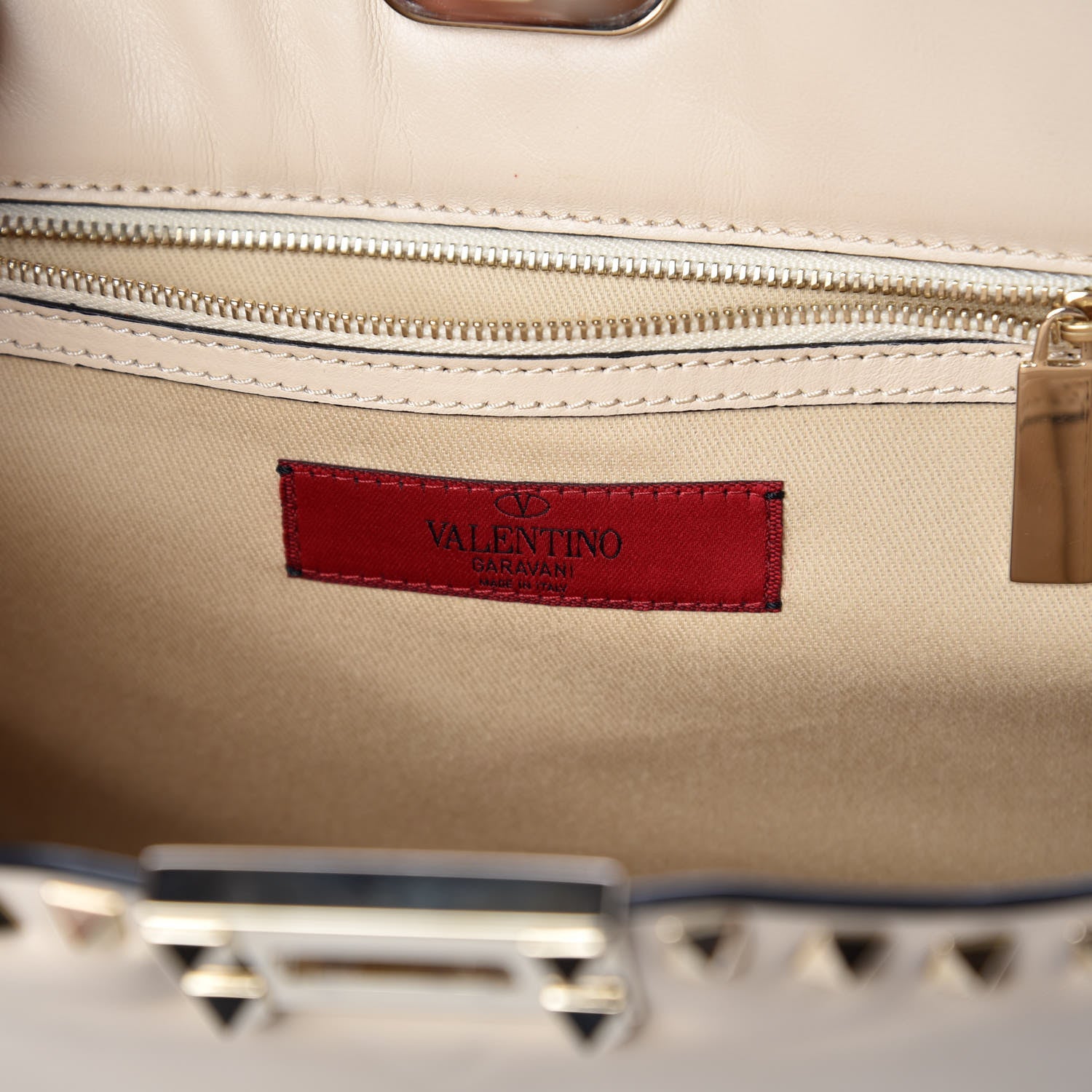 Valentino Garavani Vitello Rockstud Shoulder Satchel Ivory 9 of 10