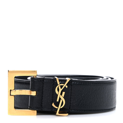 Saint Laurent Smooth Calfskin Monogram Square Buckle 90 36 Belt Black 1 of 6