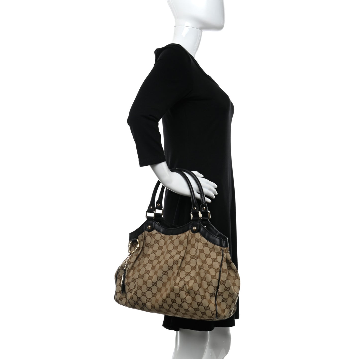 Monogram Medium Sukey Tote Beige Ebony Black