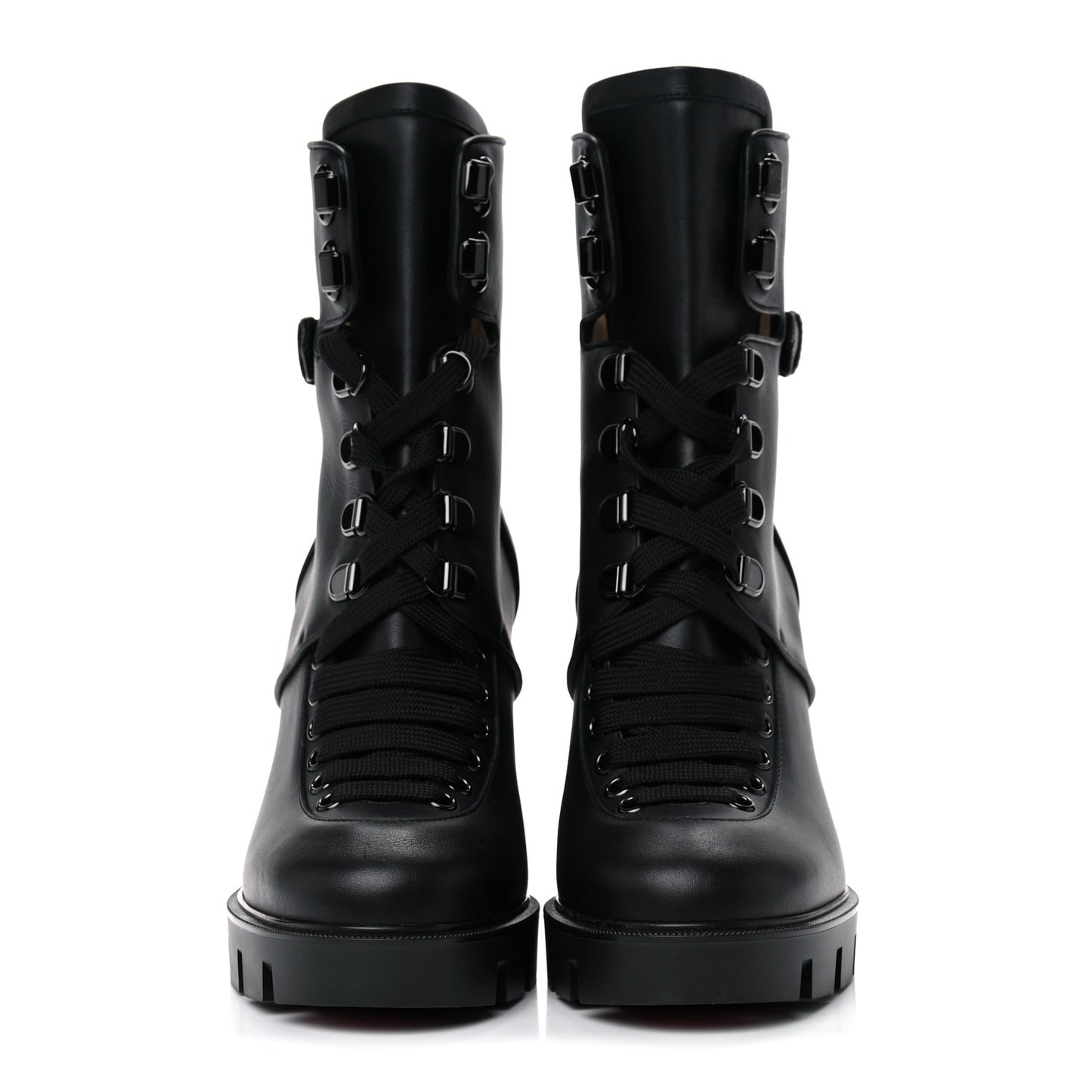 Calfskin Macademia 100 Biker Platform Boots 38.5 Black