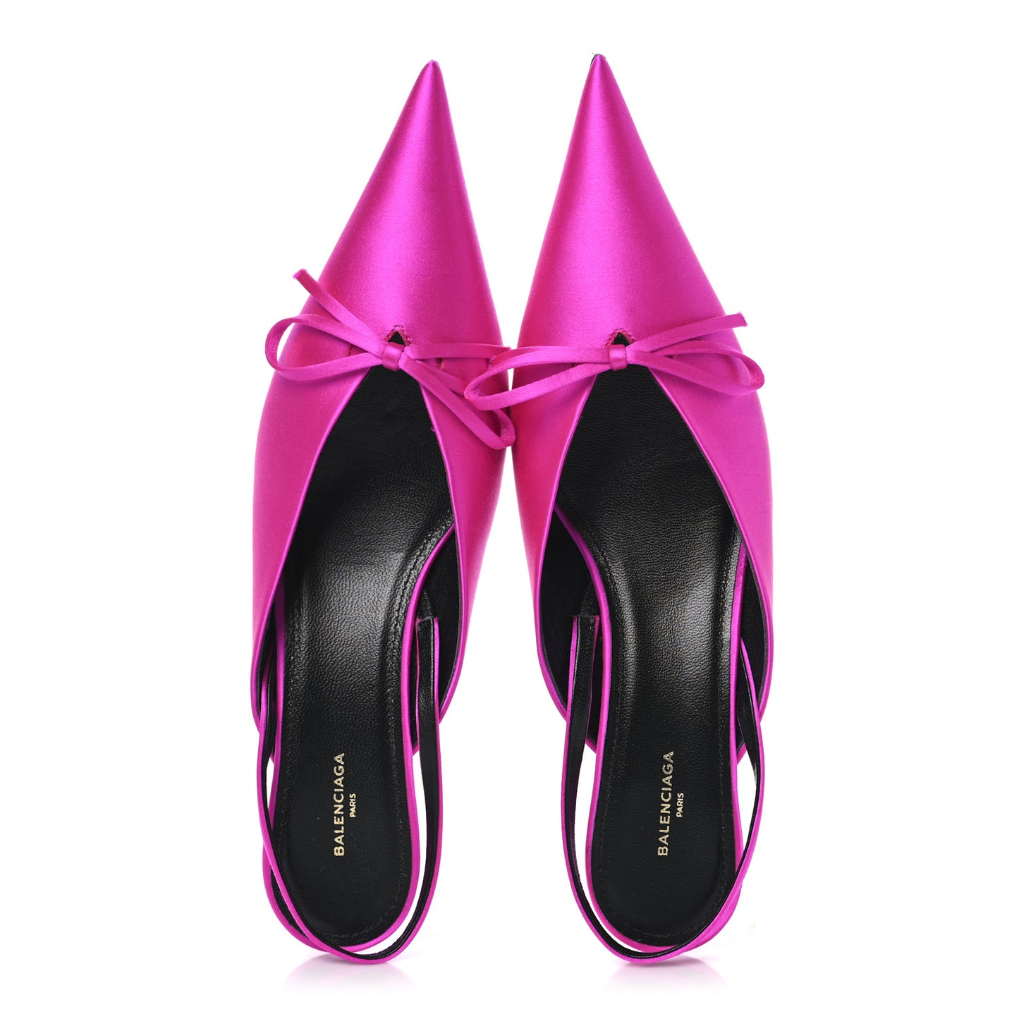 Satin Pointed Toe Knife Slingback 40mm Mules 38 Rose Fuchsia