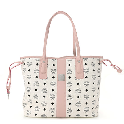 MCM Visetos Medium Liz Reversible Shopper Tote White Soft Pink 1 of 22