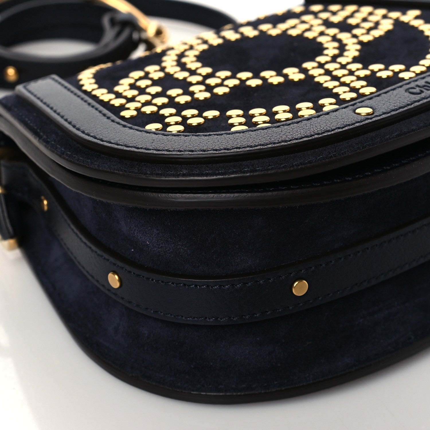 Chloe Calfskin Suede Small Constellation Studs Nile Bracelet Bag Full Blue 10 of 11