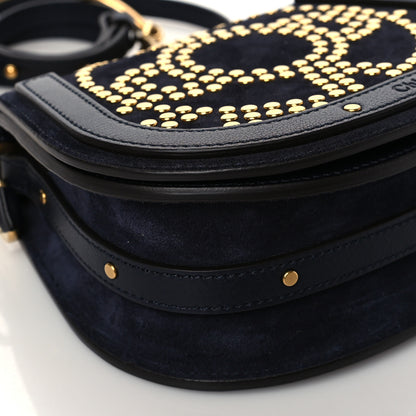 Chloe Calfskin Suede Small Constellation Studs Nile Bracelet Bag Full Blue 10 of 11