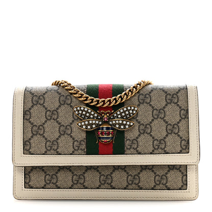 Gucci GG Supreme Monogram Web Queen Margaret Chain Wallet White 1 of 12