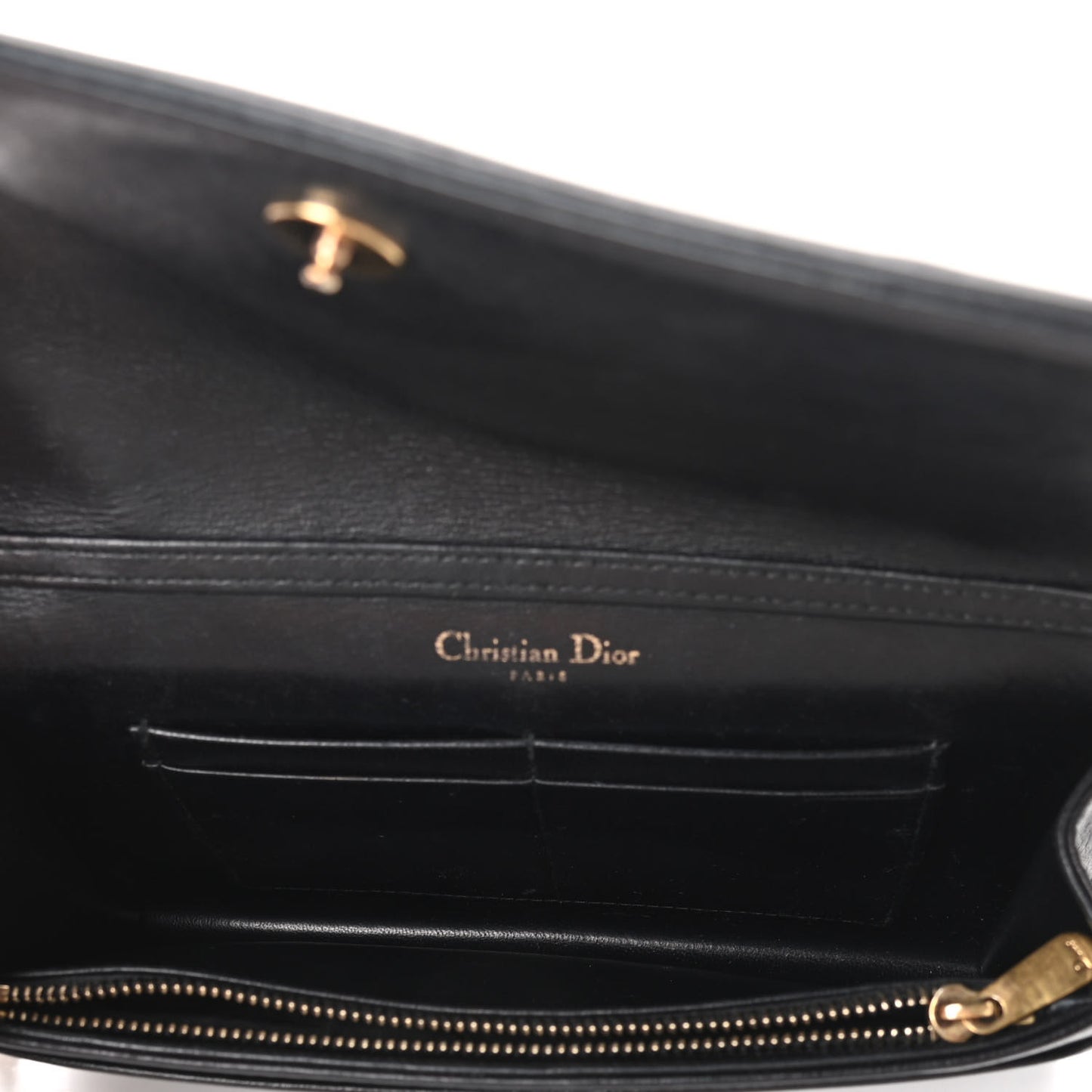 Calfskin Studded Diorama Wallet on Chain Pouch Black