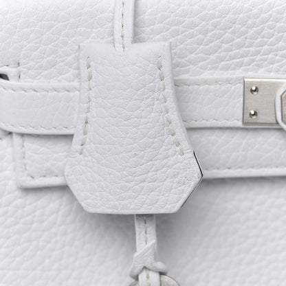 Hermes Taurillon Clemence Horseshoe Kelly Retourne 25 White Black 30 of 43