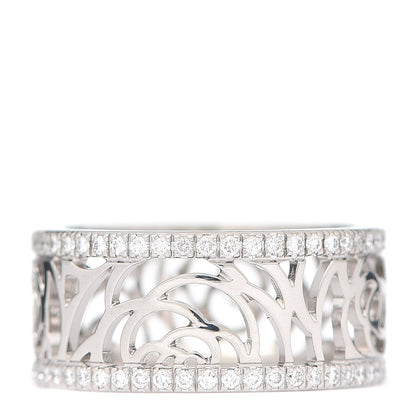 Chanel 18K White Gold Diamond Camellia Ajoure Band Ring 53 6.25 3 of 5