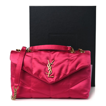 Saint Laurent Satin Quilted Toy Loulou Puffer Monogram Chain Satchel Guava Pink 9 of 9