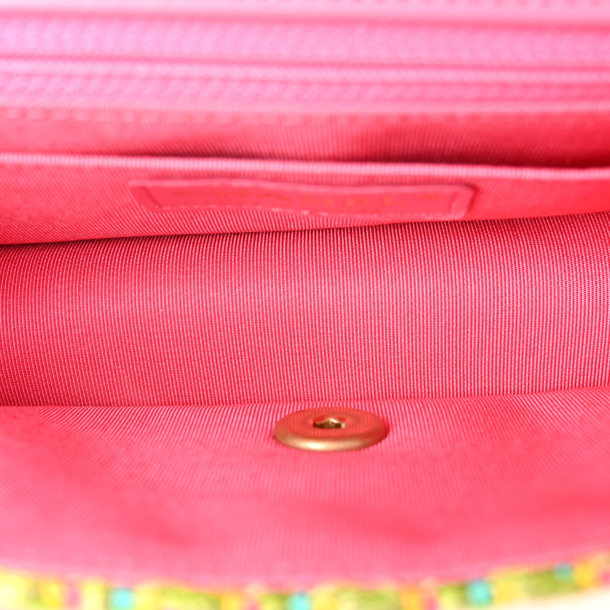 Cotton Mixed Fibers Woven Mini Rectangular Flap Pink Green